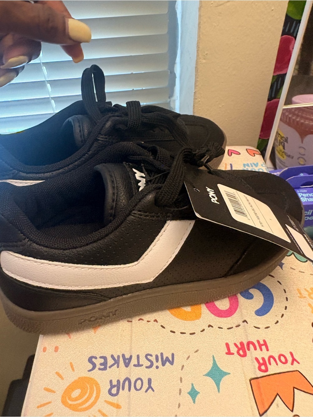 PONY Black & White Kids Low-Top Sneakers
